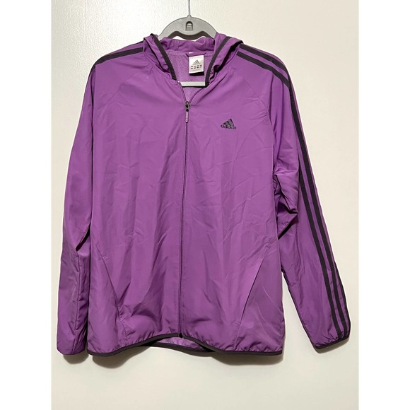 Adidas Full Zip Hoodie Wind Breaker Jacket Size Large - Picture 1 of 8